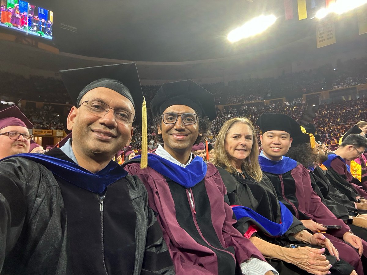 I got hooded recently. It was great to have my parents with me, who have been incredibly patient and supportive throughout my PhD journey. And, of course, thanks to @sidsrivast, without whose amazing mentorship, this would not have been possible. 
@SCAI_ASU #ASUgrad #PhDone