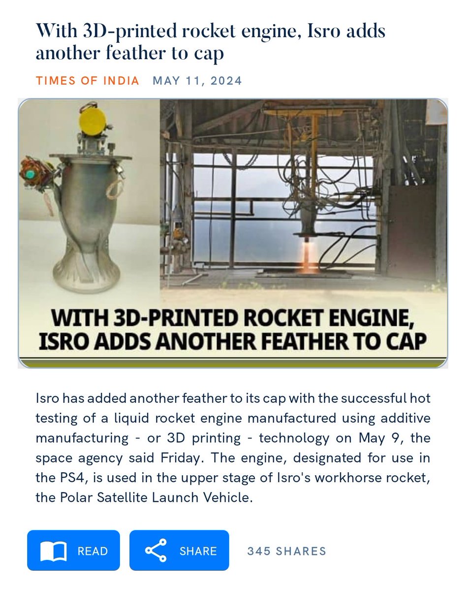 With 3D-printed rocket engine, Isro adds another feather to cap timesofindia.indiatimes.com/india/with-3d-… via NaMo App