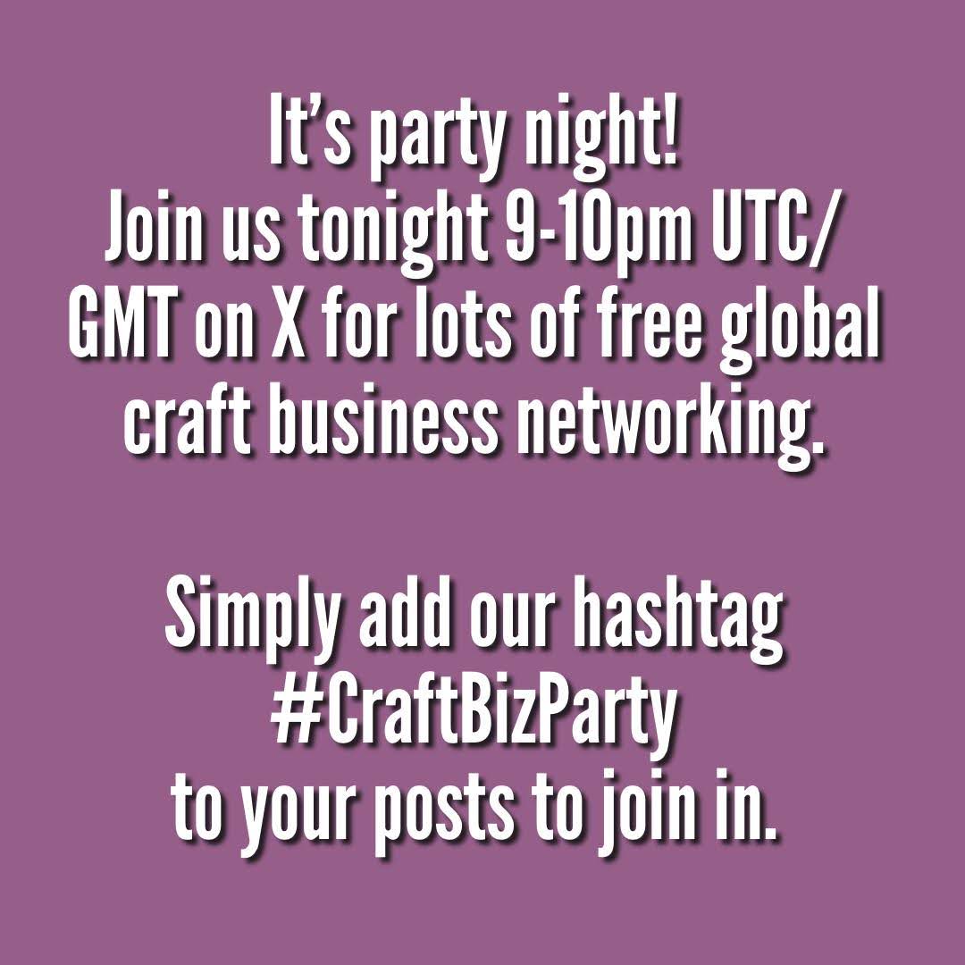 Join Elfie tonight (Sunday) from 9pm to 10pm for networking, crafty chat & fun! Search for and use our hashtag to join in. #CraftBizParty