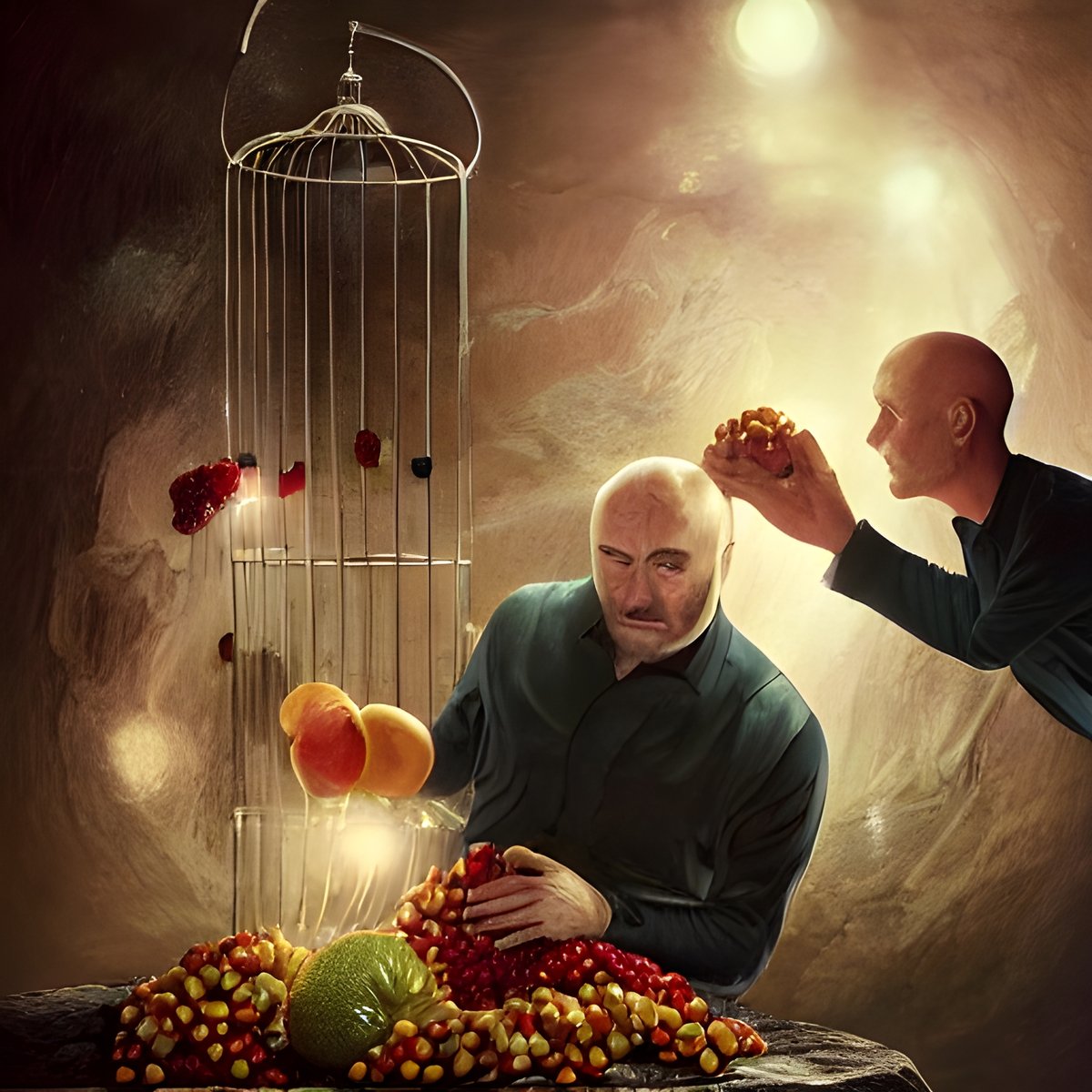 I generated from DeepAI. - 'Fruit Cage'
Phil Collins- This is what you meant by, 'fruit cage'?
Peter Gabriel- But look at all of this fruit, Phil!
#GENESIS #PhilCollins #petergabriel #TheGreatestOfAllTime #AIart #AI #art #artwork #funny #laugh #PinkFloyd #EricClapton #EltonJohn