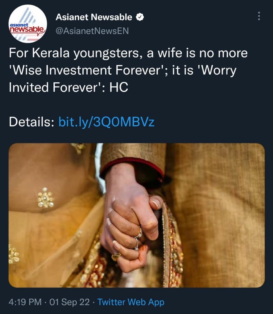Hello Indians,

Which is your WIFE? 

‘Wise Investment ForEver’ 
                     OR 
‘Worry Invited ForEver’ 

Learn the Laws before Marriage with @realsiff !

#MarriageStrike 
#1CroreAlimony 
#UnderWearBurning4NOTA
