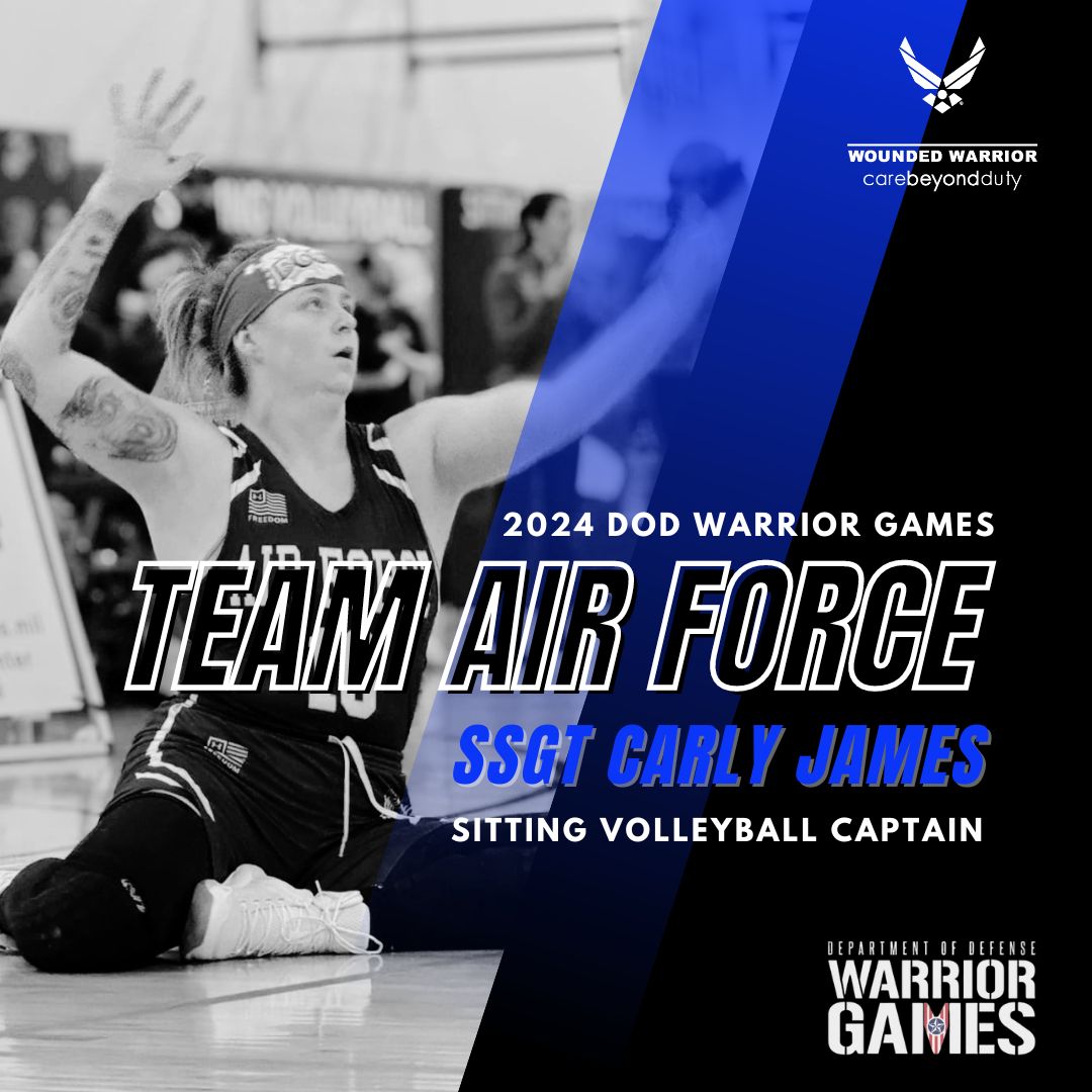 ⭐️ Meet SSgt (ret) Carly James ⭐️

Honored to announce returning competitor SSgt (ret) James who will represent #TeamAirForce at the 2024 DOD @warriorgames. Cheer her on as she leads Team Air Force to dominate the courts as Sitting Volleyball Captain! 🏅✈️
#AFW2 #warriorgames2024 https://t.co/t1Fd1FaHJw