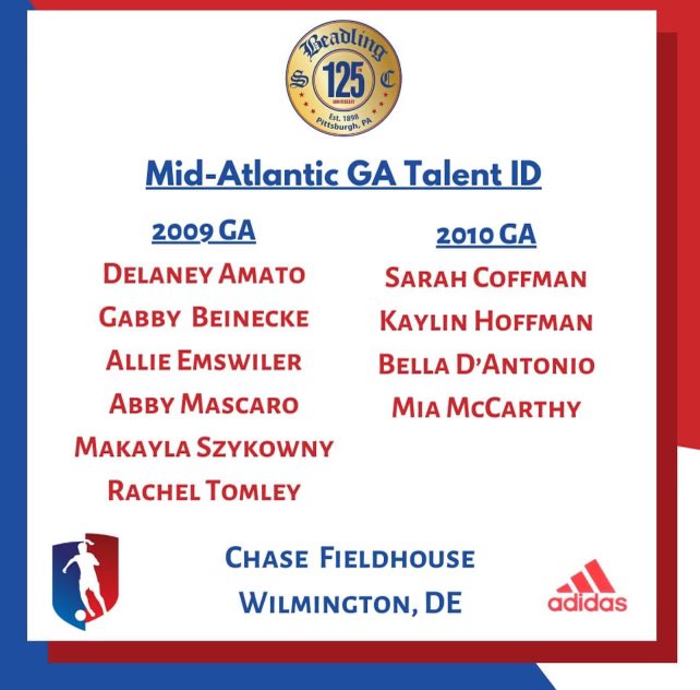 What a fun day competing today at the Mid-Atlantic GA Talent ID with my @BeadlingSoccer teammates @AbbyMascaro @GabbyBeinecke @AmatoDelaney as well as with all of the conference participants. Thank you @GAcademyLeague for the opportunity and experience!