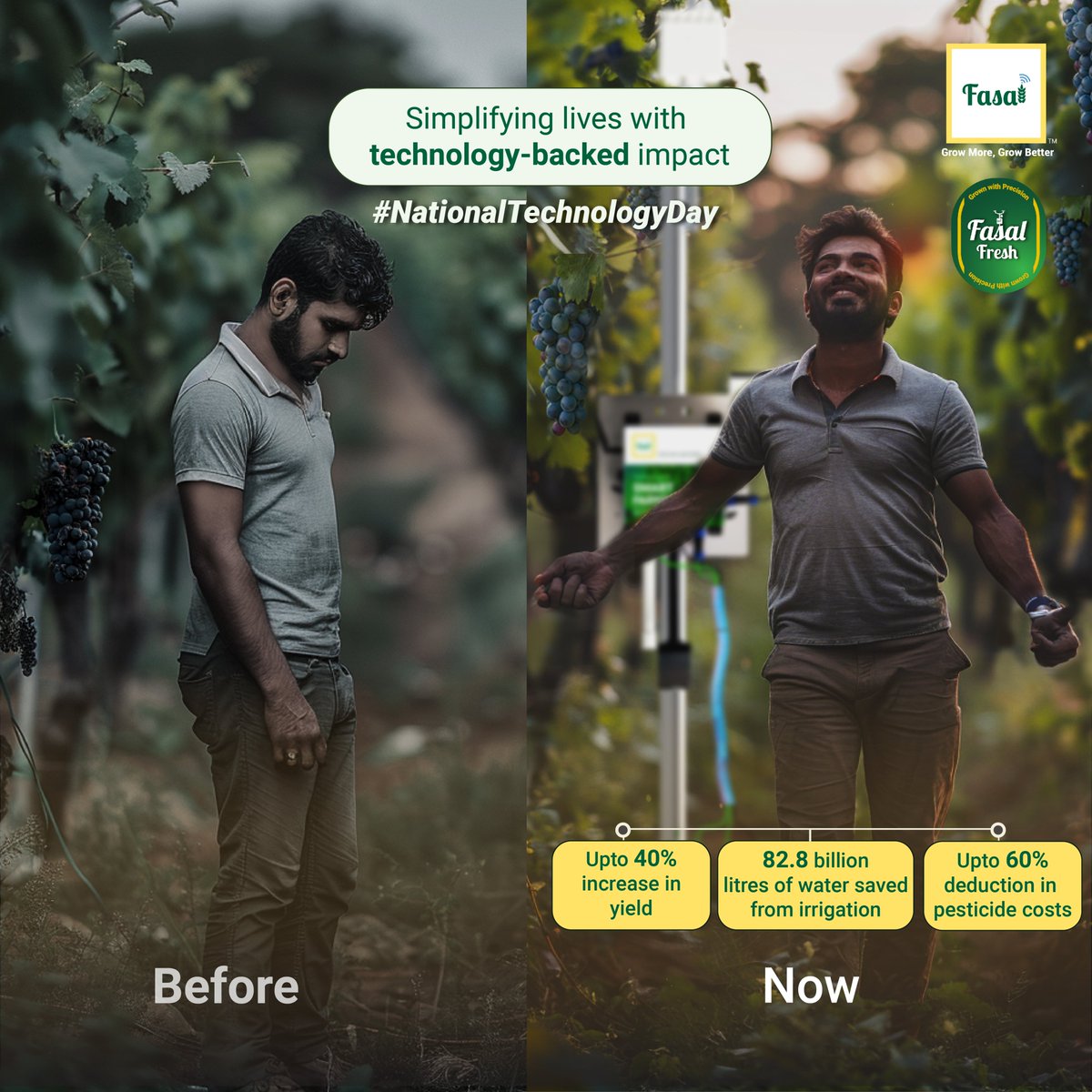 On National Technology Day, we reaffirm our commitment to revolutionising India’s horticulture sector through precision technology, constant innovation, and best-in-class offerings. 🤝🏻 

#nationaltechnologyday #agritech #fasal