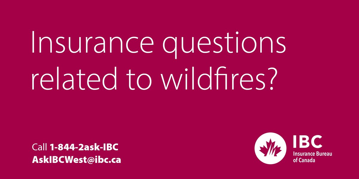 If you’ve been affected by #BCwildfire & have insurance Qs, please contact us - we’re here to help. And, for general info on wildfires & insurance (including coverage, claims process, additional living expenses, etc.) please read & share our wildfire 101 webpage: