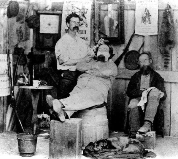 A rare look inside of a Barbershop, 1869.