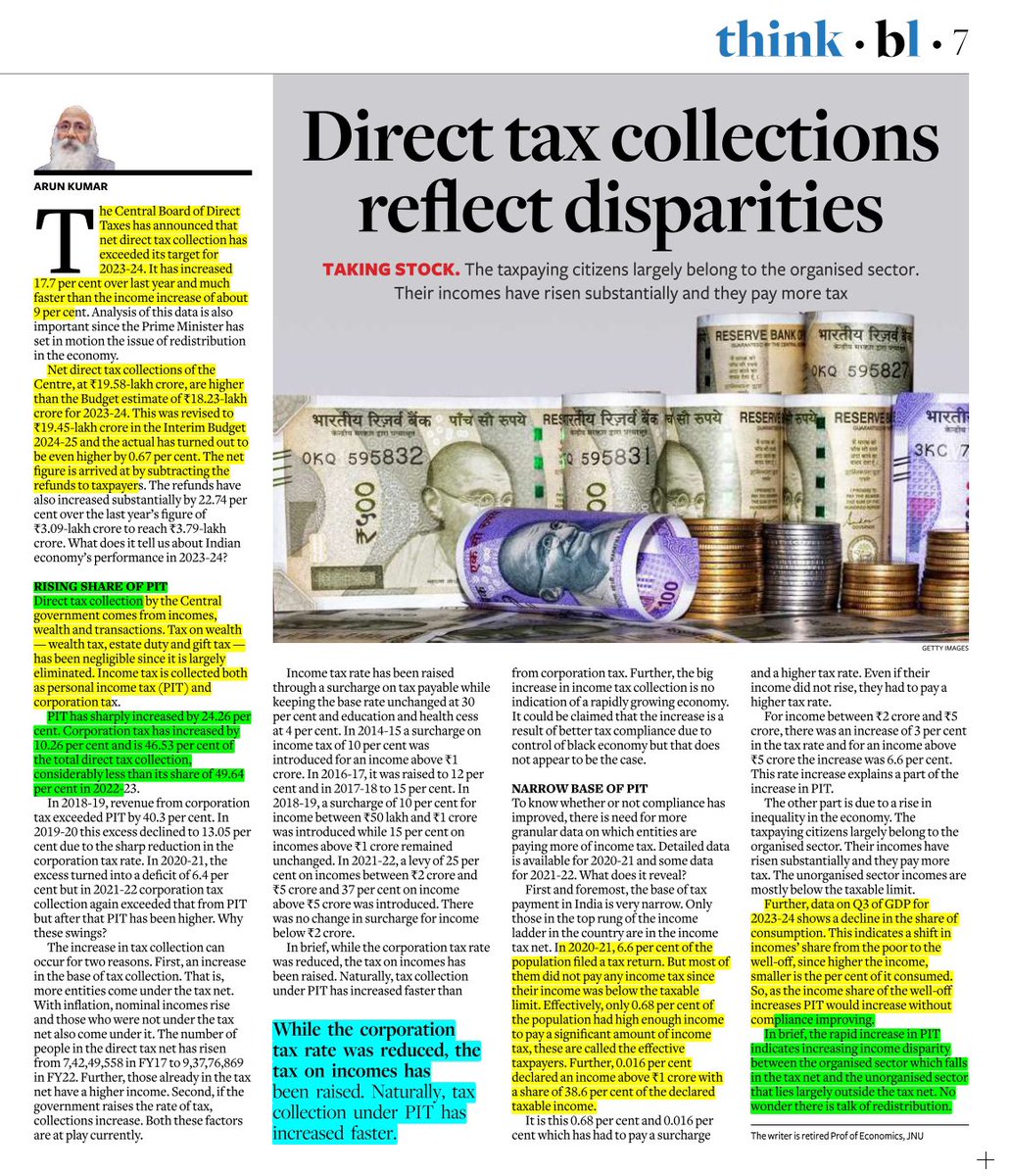 A very good analysis on ‘Direct taxes’ . Source: Business line #UPSC