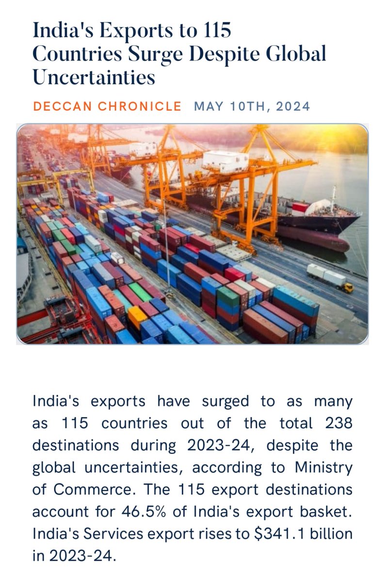 India's Exports to 115 Countries Surge Despite Global Uncertainties deccanchronicle.com/business/econo… via NaMo App