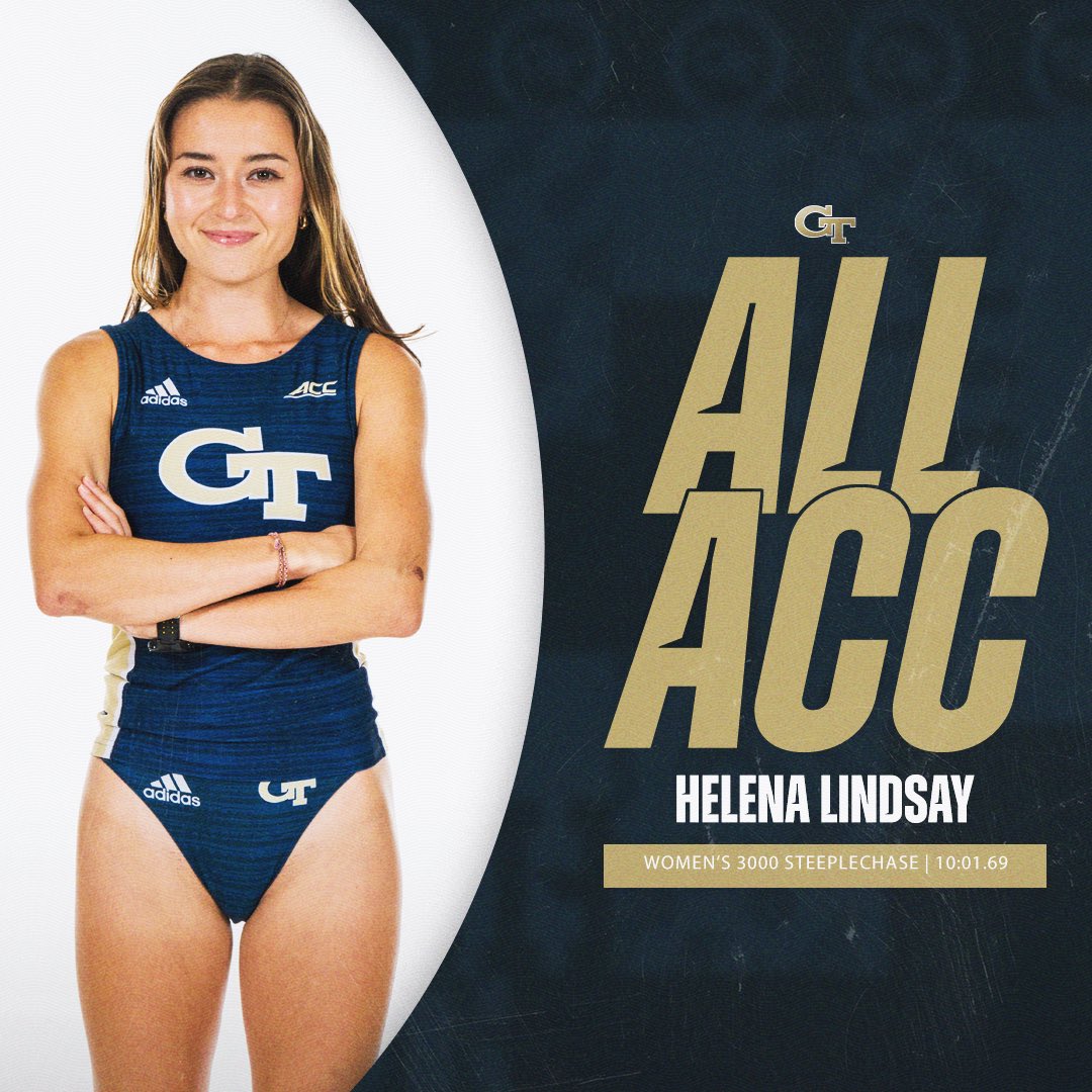 2024 ACC Bronze Medalist➡️ Helena Lindsay🥉 With a time of 10:01.69, Lindsay recorded a third place, season best time in the women’s 3000-meter steeplechase❕ #StingEm🐝