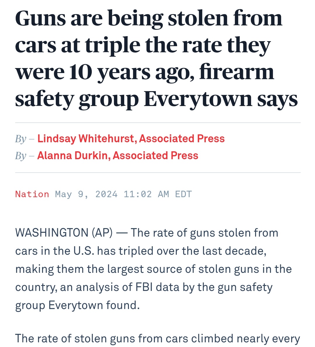 Don't leave your guns in the car.