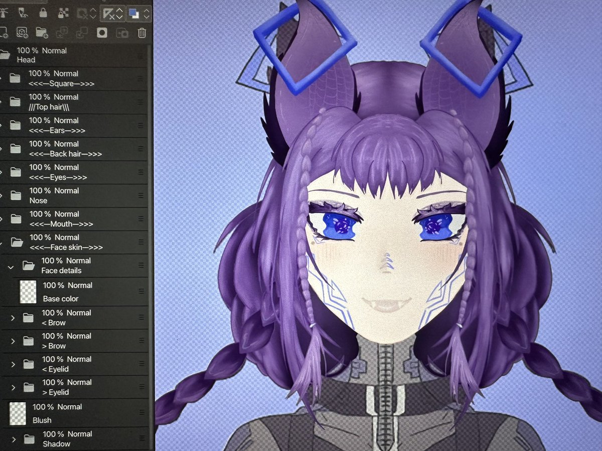 💟Update: I finally finished her head!! Im super happy with how she turned out and I might start the clothes today too! #Vtuber #VtuberDebut #Art
