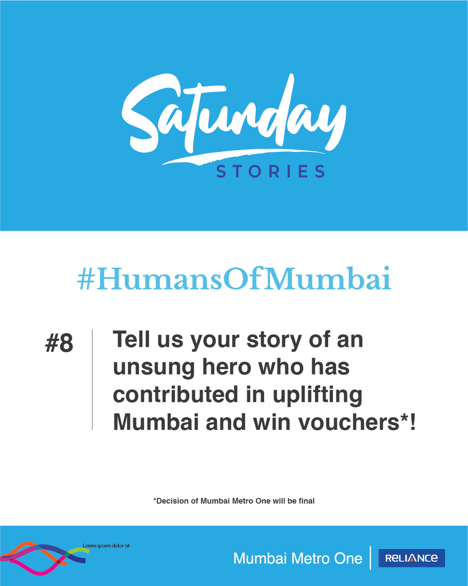 #SaturdayStories is here! We're eagerly waiting to listen to tales of unsung heroes who you think have brought a ray of positivity to Mumbai. Share the name and story of your hero. As a token of appreciation, selected stories will be rewarded with vouchers, and the most…