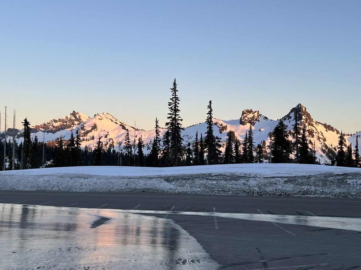 The sun is setting and making the Tatoosh mountains look extra pretty!