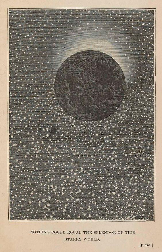 1874 illustration from Jules Verne's 'From the Earth to the Moon Direct in Ninety-seven Hours and Twenty Minutes, and a Trip Round It' ✍️