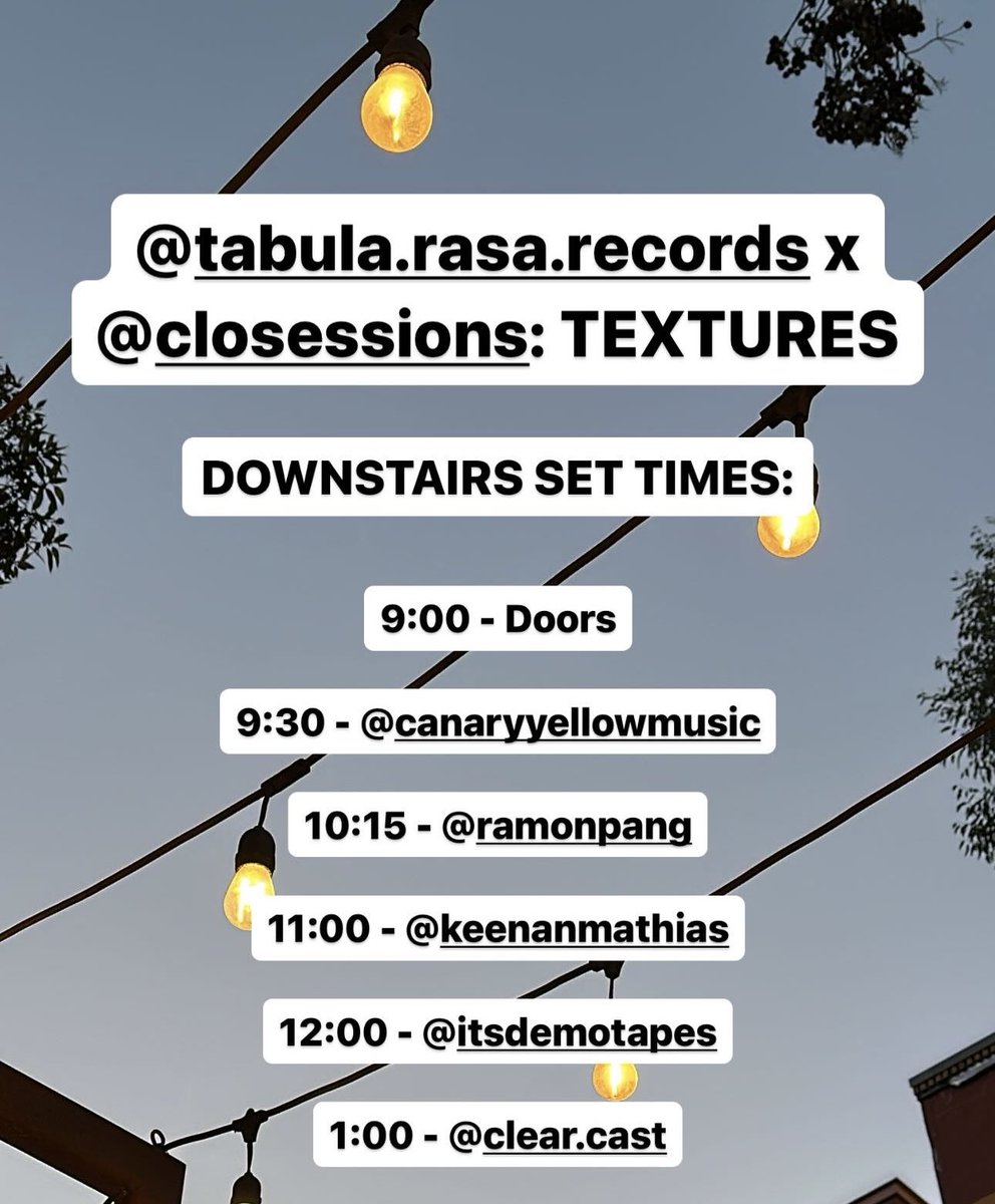 SF

TR X CLOSESSIONS TONIGHT

set times below ⬇️