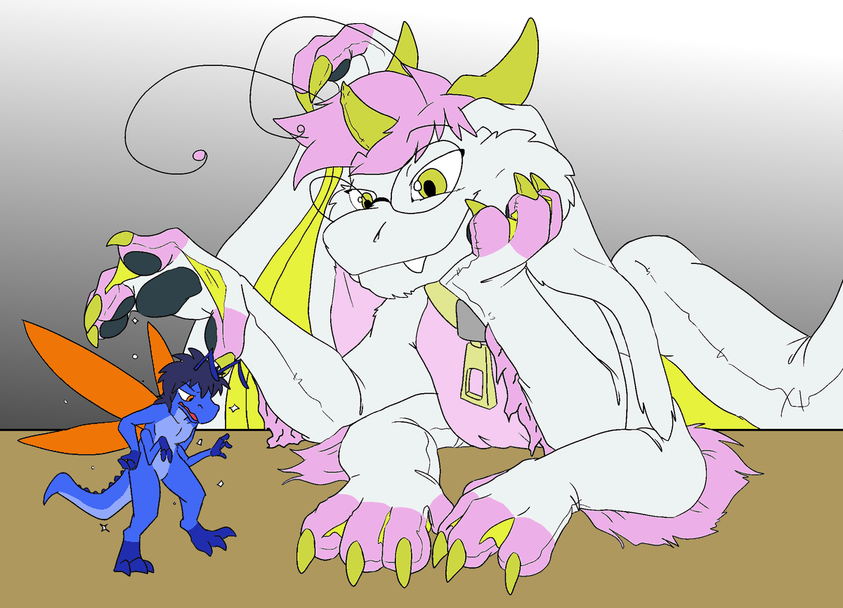 Look at me, still trying to make 'pixie kobolds' a thing to go along with 'fairy dragons'.  
Art by <a href="/kyrio5/">kyrio.bsky.social</a>
I colored and stuff.