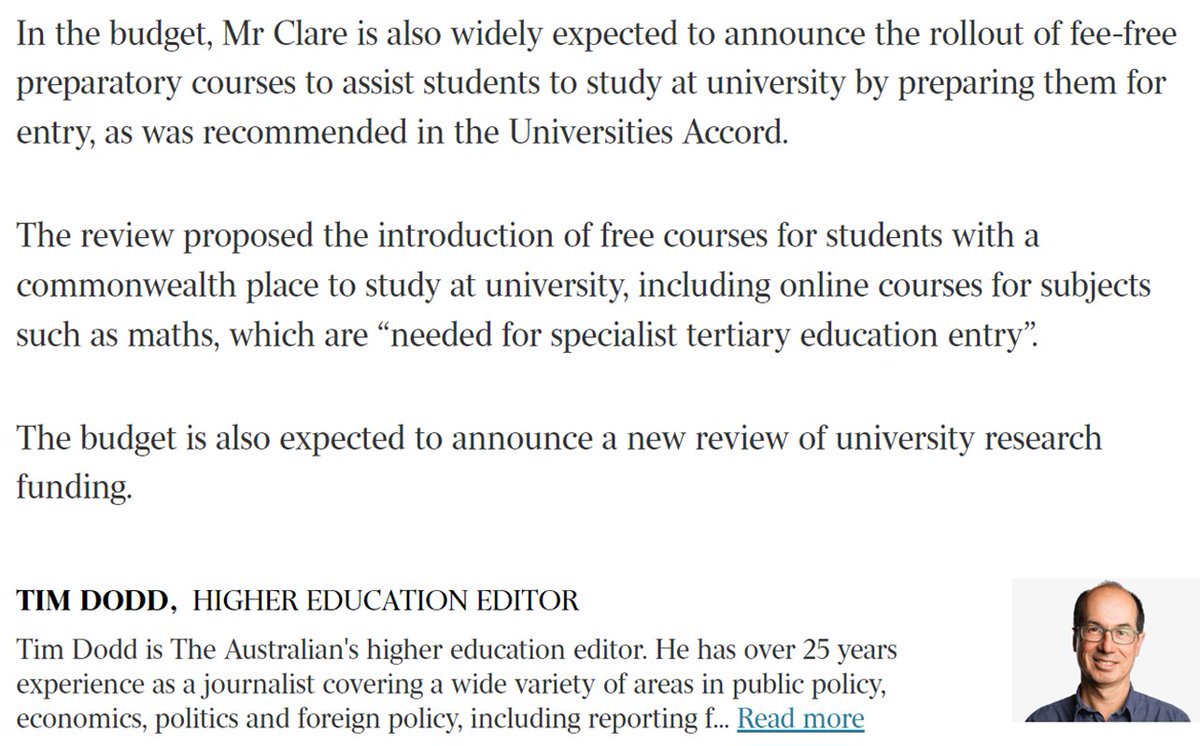 Big #OzHE internat news day But.. 👀At end of @TimDoddEDU @aus_media some fab #EnablingEdu news 👇@JasonClareMP expected 2 announce 'rollout of fee-free prep courses to assist students to study at uni by preparing them for entry'👏 🤞@01naeea @TherealEPHEA theaustralian.com.au/higher-educati…
