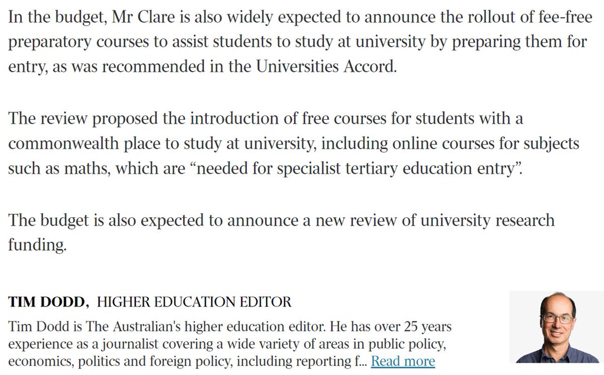 Sally Kift (@kiftsally) on Twitter photo Big #OzHE internat news day
But..
👀At end of <a href="/TimDoddEDU/">Tim Dodd</a> <a href="/aus_media/">Australian Media</a> some fab #EnablingEdu news
👇<a href="/JasonClareMP/">Jason Clare MP</a> expected 2 announce "rollout of fee-free prep courses to assist students to study at uni by preparing them for entry"👏
🤞<a href="/01naeea/">01naeea</a> <a href="/TherealEPHEA/">EPHEA</a>
theaustralian.com.au/higher-educati… Big #OzHE internat news day
But..
👀At end of <a href="/TimDoddEDU/">Tim Dodd</a> <a href="/aus_media/">Australian Media</a> some fab #EnablingEdu news
👇<a href="/JasonClareMP/">Jason Clare MP</a> expected 2 announce "rollout of fee-free prep courses to assist students to study at uni by preparing them for entry"👏
🤞<a href="/01naeea/">01naeea</a> <a href="/TherealEPHEA/">EPHEA</a>
theaustralian.com.au/higher-educati…