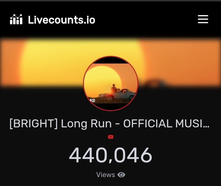 LONG RUN OFFICIAL MUSIC VIDEO UPDATE

440,046  🔜 500,000

#BRIGHT_LongRun
#LongRunMV
#LongRun
#bbrightvc
@bbrightvc
@cloud9_ent_ofc