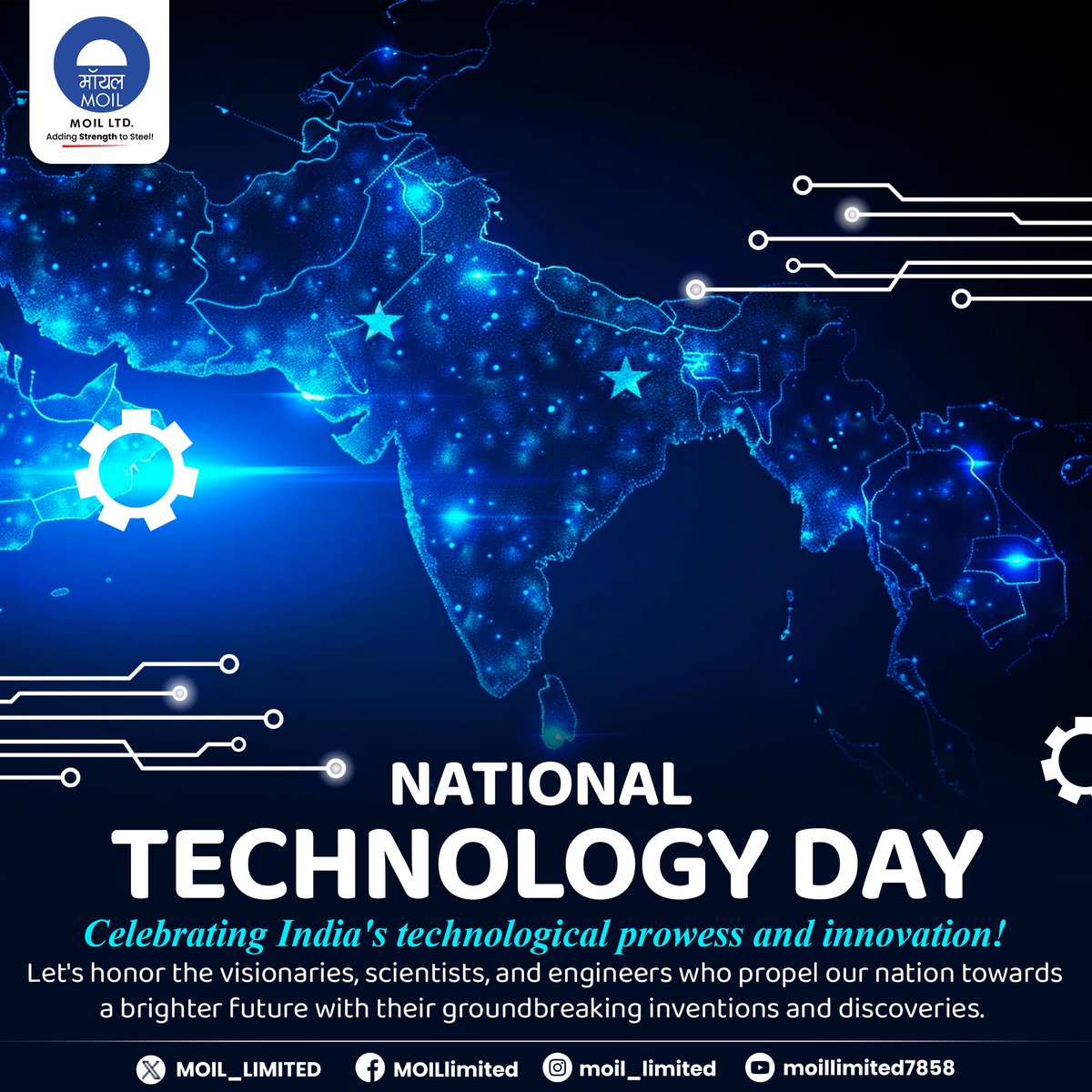 On National Technology Day, we commend the bright minds driving India's technological revolution. #NationalTechnologyDay #InnovationForProgress #MOIL #HarEkKaamDeshKeNaam