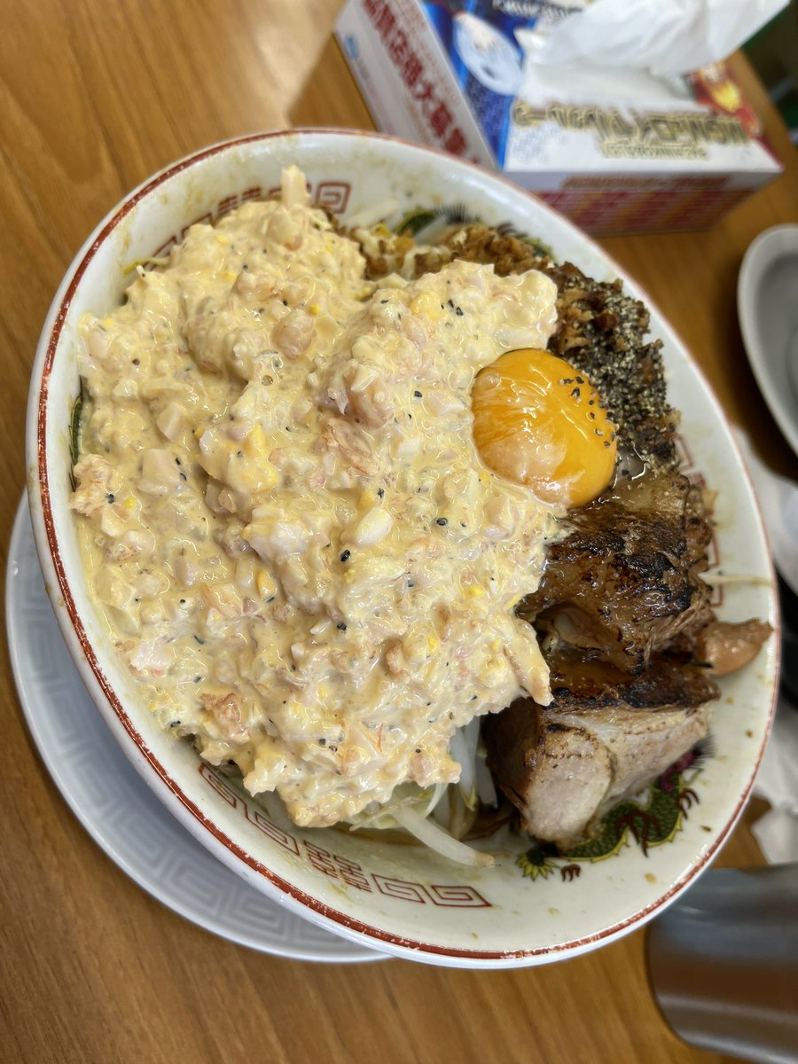 らーめん　漢道　笠間市旭町 人気のエビタルタル豚混ぜそば　中 タルタル好きにはサイコー👍 今日も美味しかった🥰💕 ごちそうさまでした🙏