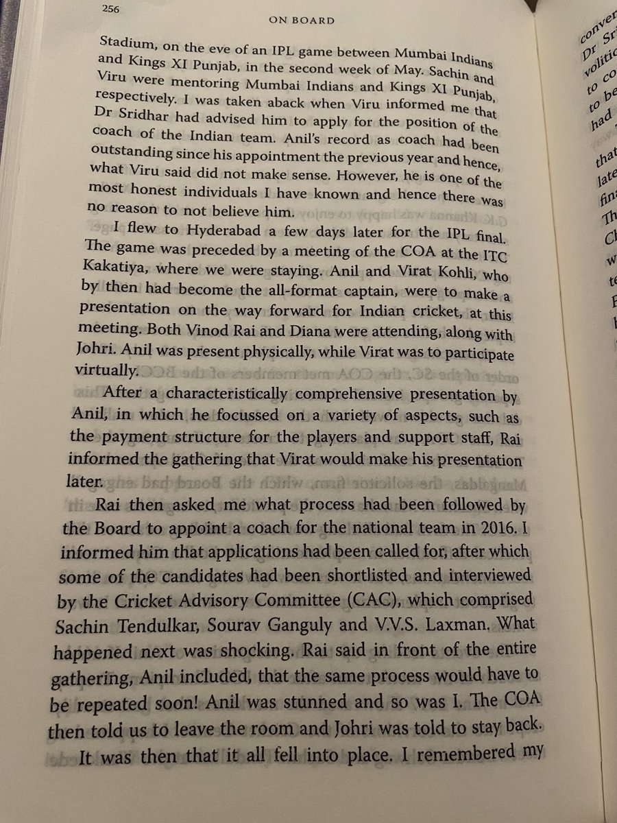 The application process to appoint new coach - 2017 From Prof Ratnakar Shetty’s book - On Board. “Anil was stunned, so was I” A necessary distraction before an ICC tournament. Deja vu 😇 (this is fantastic book to read on Indian cricket administration)