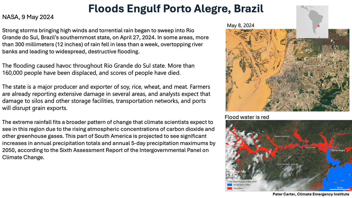 RECORD FLOODING S. EAST BRAZIL COAST INLAND NASA images of the Brazil floods that have caused huge damage. Floods increase as global warming increases atmospheric water earthobservatory.nasa.gov/images/152795/… #flood #climatechange #globalwarming