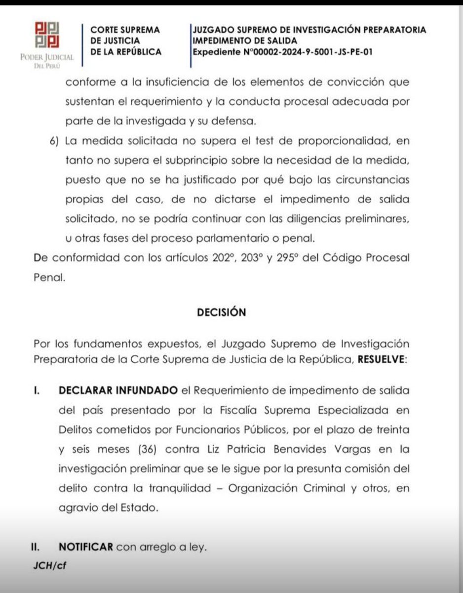 PJ declara infundado impedimento de salida del país contra Patricia Benavides: El juez Juan Carlos Checkey señaló que no concurren los presupuestos procesales requeridos para el dictado de la medida restrictiva por el plazo de 36 meses. Asimismo, indicó que no existen elementos…