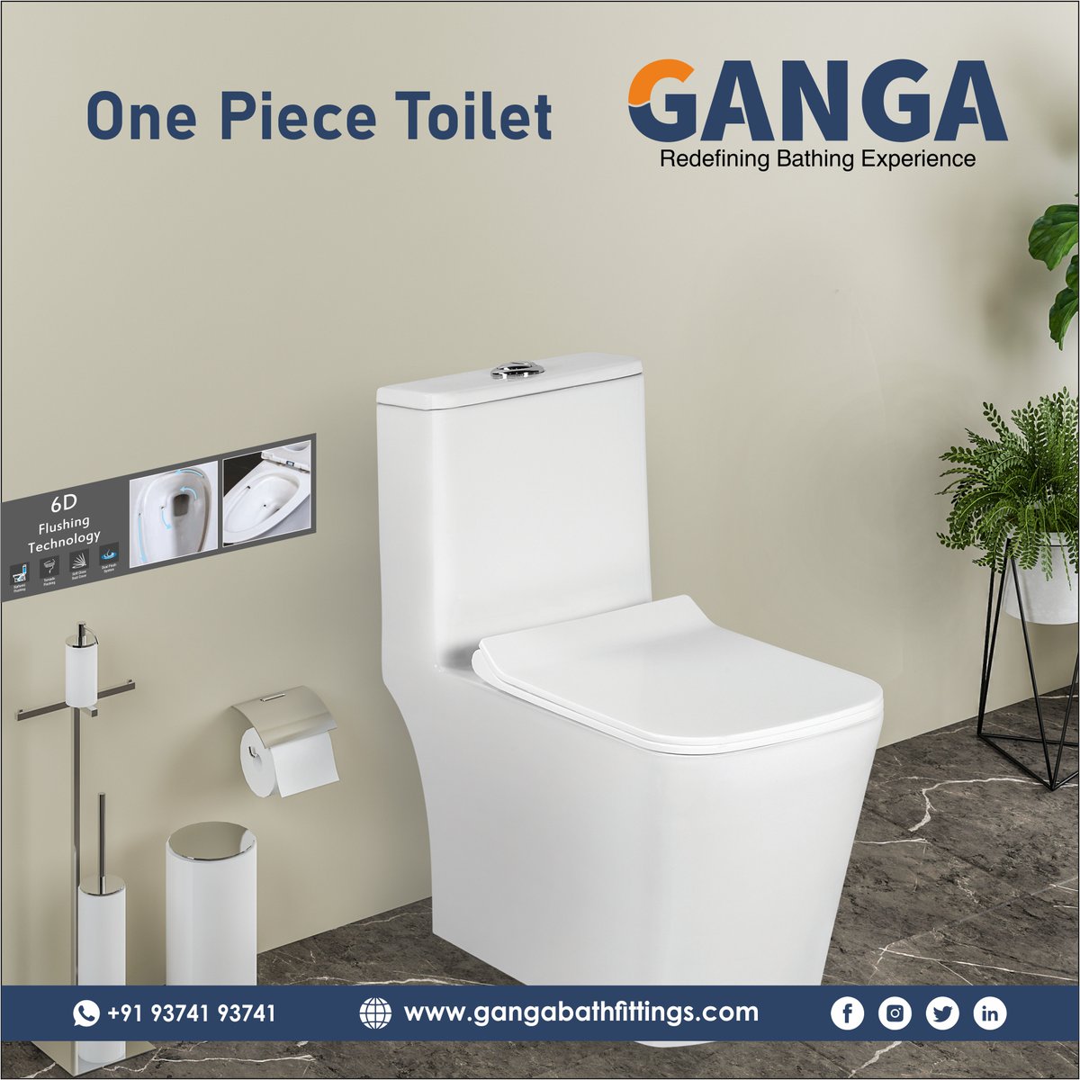 One Piece Toilet - Ganga Bath Fittings
CP Bath Fittings / PTMT Bath Fittings / Sanitaryware
Inquiry on: 93741 93741
#CPBathFittings #Sanitaryware #Faucets #Taps #ganga #PTMT