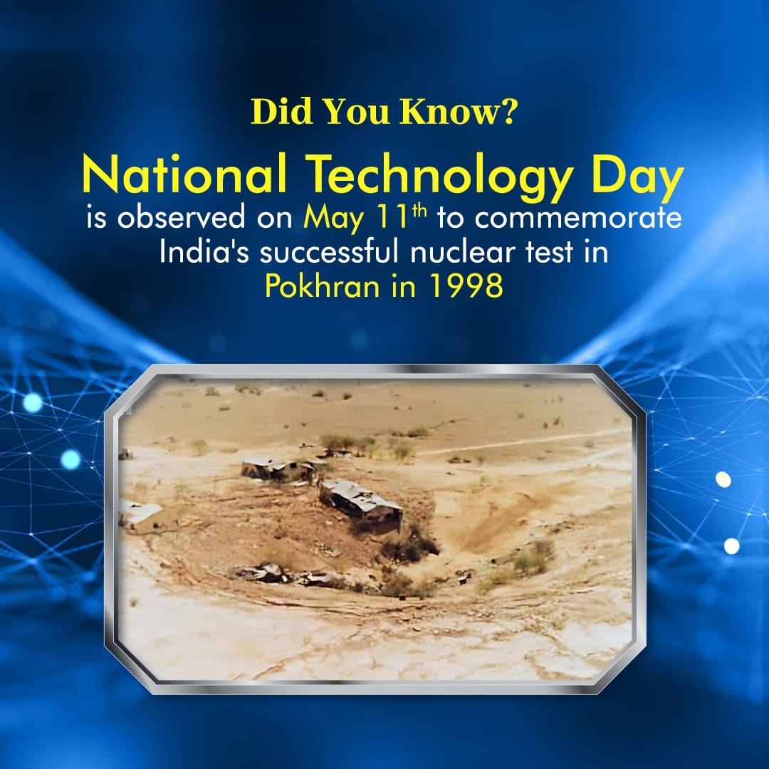 #DidYouKnow? With the successful nuclear testing under #OperationShakti, Bharat became the sixth country in the world to possess nuclear technology. To mark the milestone occasion, the day has been observed as #NationalTechnologyDay since 1999. #AmritMahotsav #ThisDayThatYear…