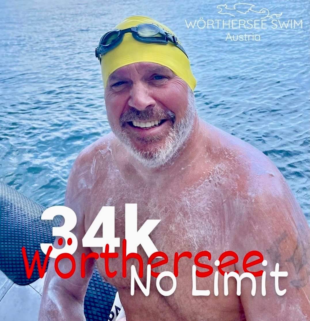 Open Water Austria Ross Simmons from the USA. An experienced swimmer - swims the 34 km Woerthersee-No Limit: The distance for extreme swimmers! Woerthersee-Swim-Austria, September 6th-7th, 2024 #austria #woertherseeswim #swimmers #swimming #swimmer