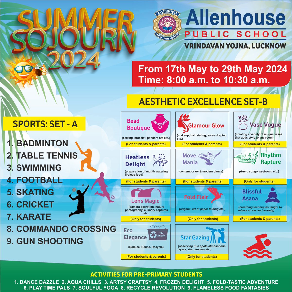 'Exciting adventures await! Join us for Allenhouse Public School's Summer Sojourn from May 17th to 29th. #SummerSojourn2024 Coming Soon! Register Now!'
#AllenHousePublicSchool #allenhousepublicschoollucknow #Allenhousegroup #bestschoolinindia #BestCBSESchoolinup #admissionsopen