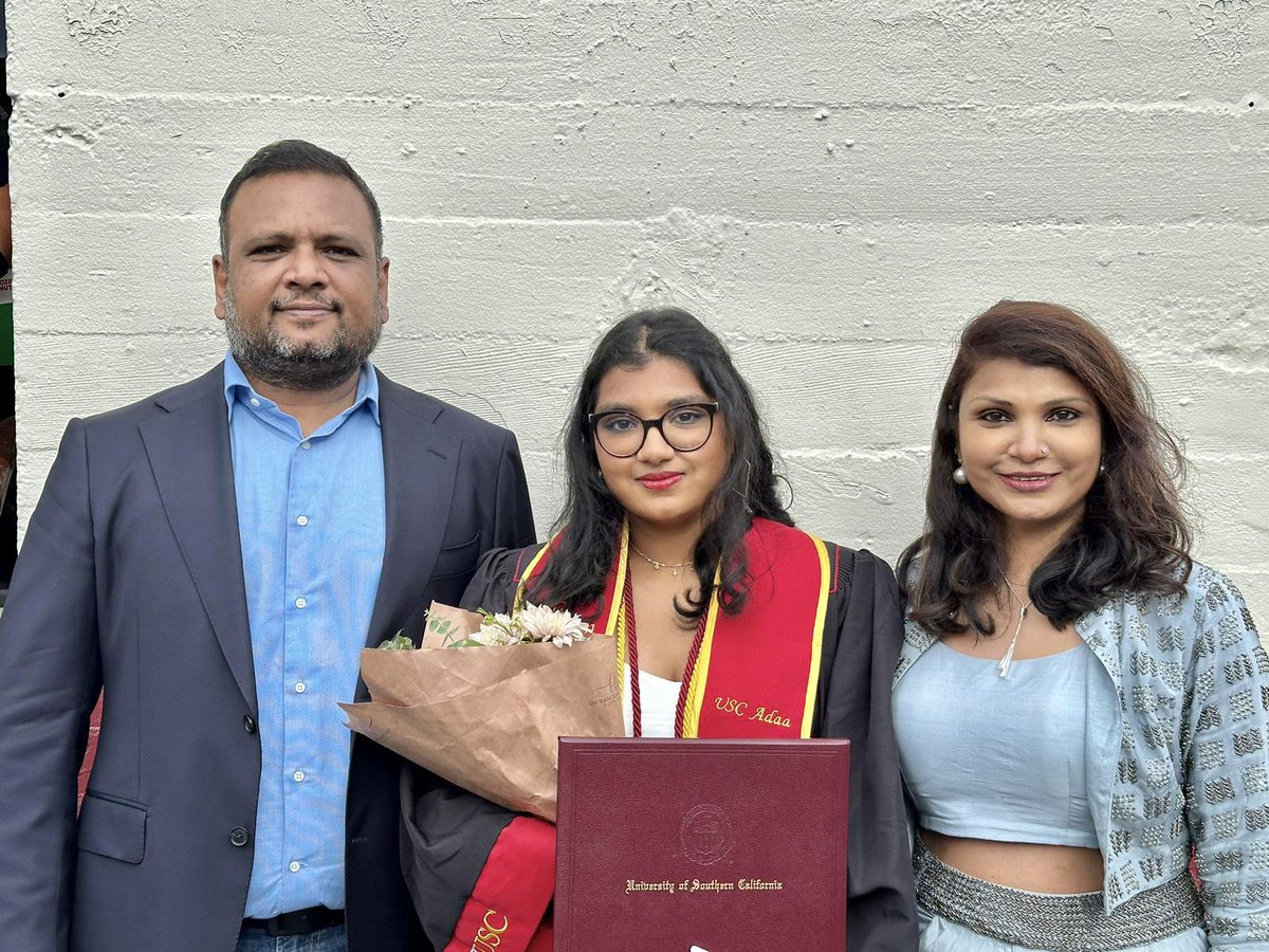 Proud parents of @USC graduate. #Gratitude @ManMundra @DMundra13 🌸