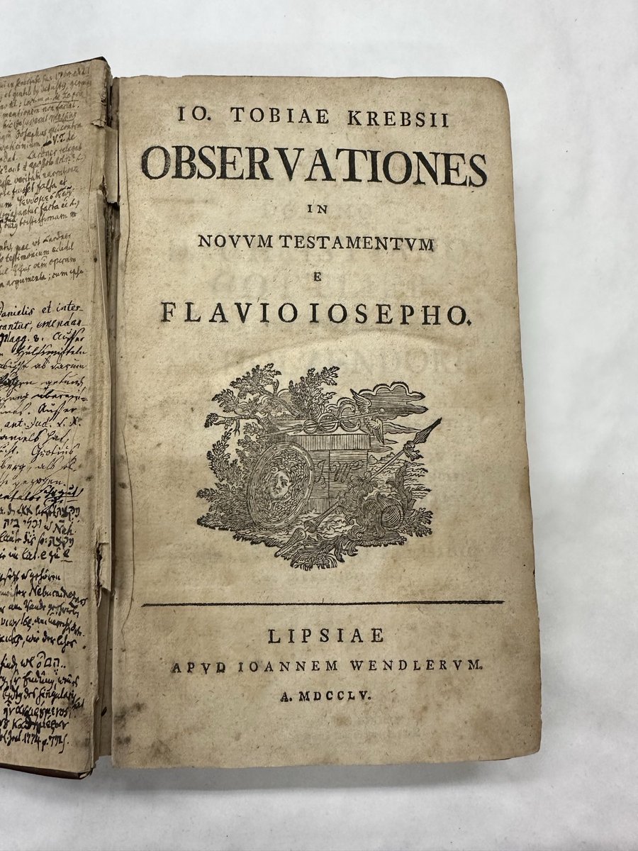 Returning to restoration project for SWBTS Libraries, Johann Tobias Krebs’ writing “Observationes in Novum Testamentum e Flavio Josepho” 1755. Discovered under donation label the signature of Dr. E. Robinson of Union Theological Seminary-the father of Biblical geography