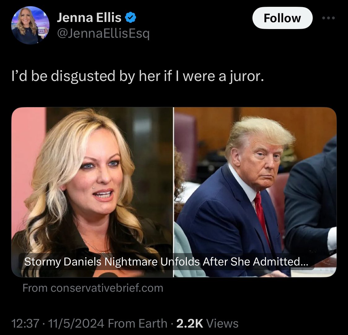 They are more disgusted by Stormy Daniels but not by Donald Trump who slept with her while his wife was pregnant with their son and paid Stormy $130,000 to keep quiet. 

Talk about those Christian double standards.