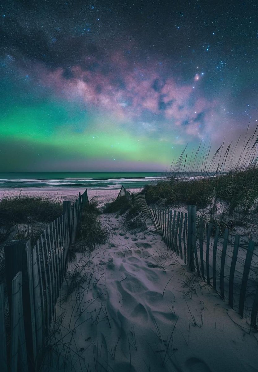 Aurora lights over the NC coast 📸V.Boltik #NCwx #Auroraborealis #G5