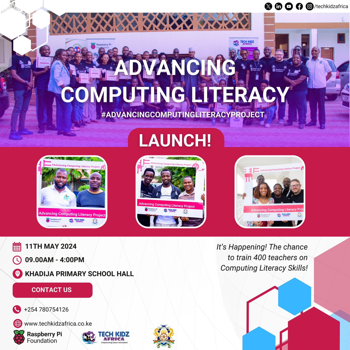 techkidzafrica's tweet image. The day is finally here! The dawn of a new era in computing literacy begins today at Khadija Primary School Hall. Join us as we unveil the **Advancing Computing Literacy Project** and leap into the future together. #AdvancingComputingLiteracyProject