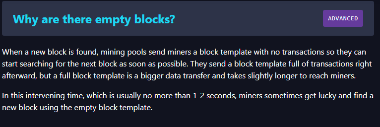 .@mempool I'd super appreciate you correcting this as it's a major source of confusion. Pools typically send empty templates and then follow-up with a full template basically immediately. The reason empty blocks happen isn't that tiny gap between those, it's due to Antminers…