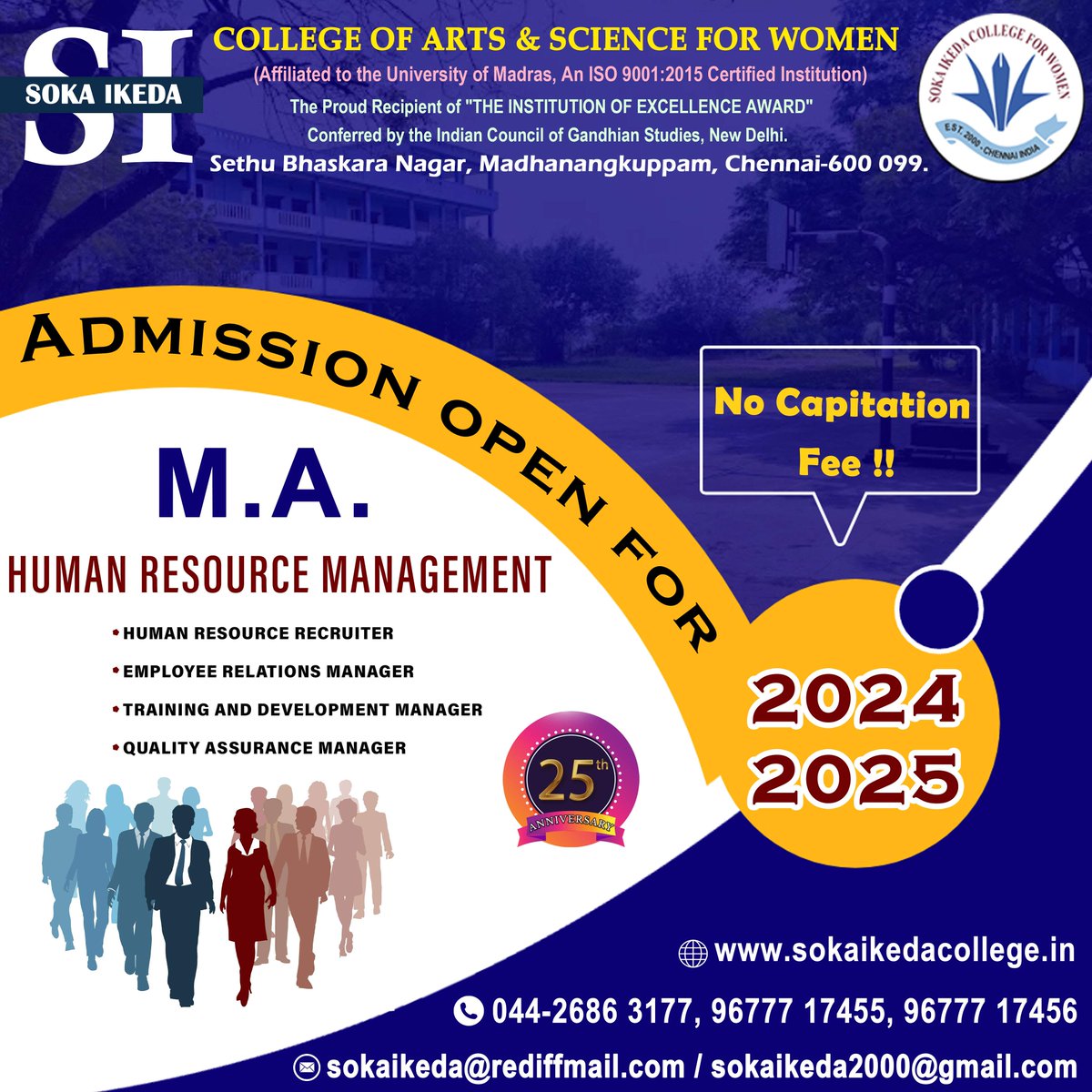 𝐀𝐝𝐦𝐢𝐬𝐬𝐢𝐨𝐧 𝐎𝐩𝐞𝐧 𝟐𝟎𝟐𝟒-𝟐𝟎𝟐𝟓
M.A- Human Resource Management

Online Admission : sokaikedacollege.in/#/online-submi…

#HRM #HumanResourceManagement #MA #scopeofhrm  #sokaIkeda  #nocapitationfee #UGcourses #PGcourses #features #admission2024_2025 #womensartandsciencecollege