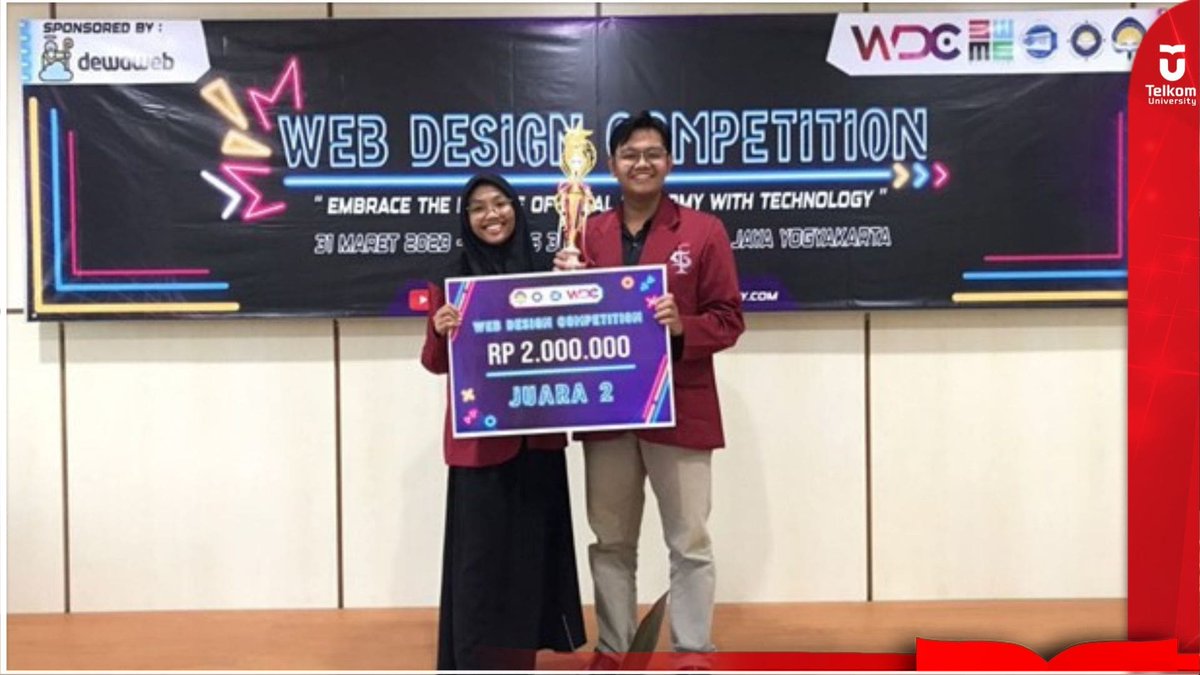 Mahasiswa Tel-U Raih Peringkat Ke-2 Pada Lomba Desain Web UMKM 
Yuk baca selengkapnya telkomuniversity.ac.id/mahasiswa-tel-…

#TelkomUniversity #KampusSwastaTerbaik #CreatingTheFuture #ContributeToTheWorld  #EntrepreneurialUniversity #SustainabilityUniversity