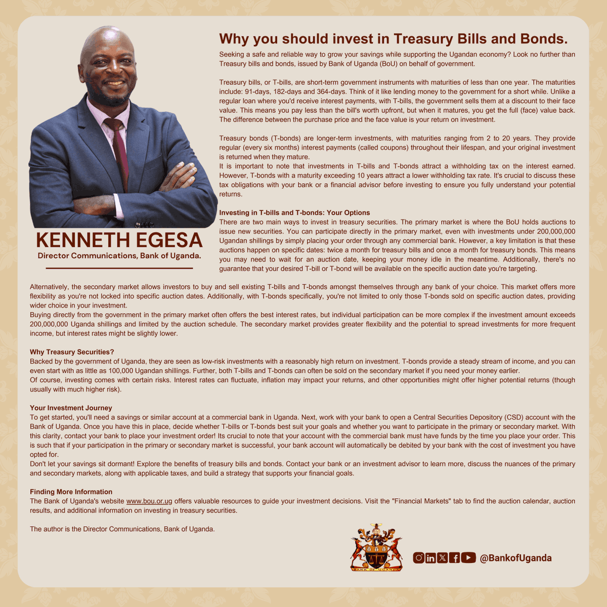 POST: Why you should Invest in Treasury Bills and Bonds t.ly/IptNF

#UgandaTBonds #UgandaTBills