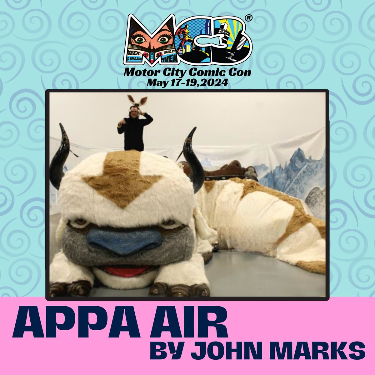 Have you ever wanted a chance to see a Sky Bison up close? Get your chance at #MotorCityComicCon. Appa Air by John Marks will be available all 3 days. Pictures are available with ranging from $5-30 per person. Partial proceeds go to Make-A-Wish Foundation. See you there! Yip yip!