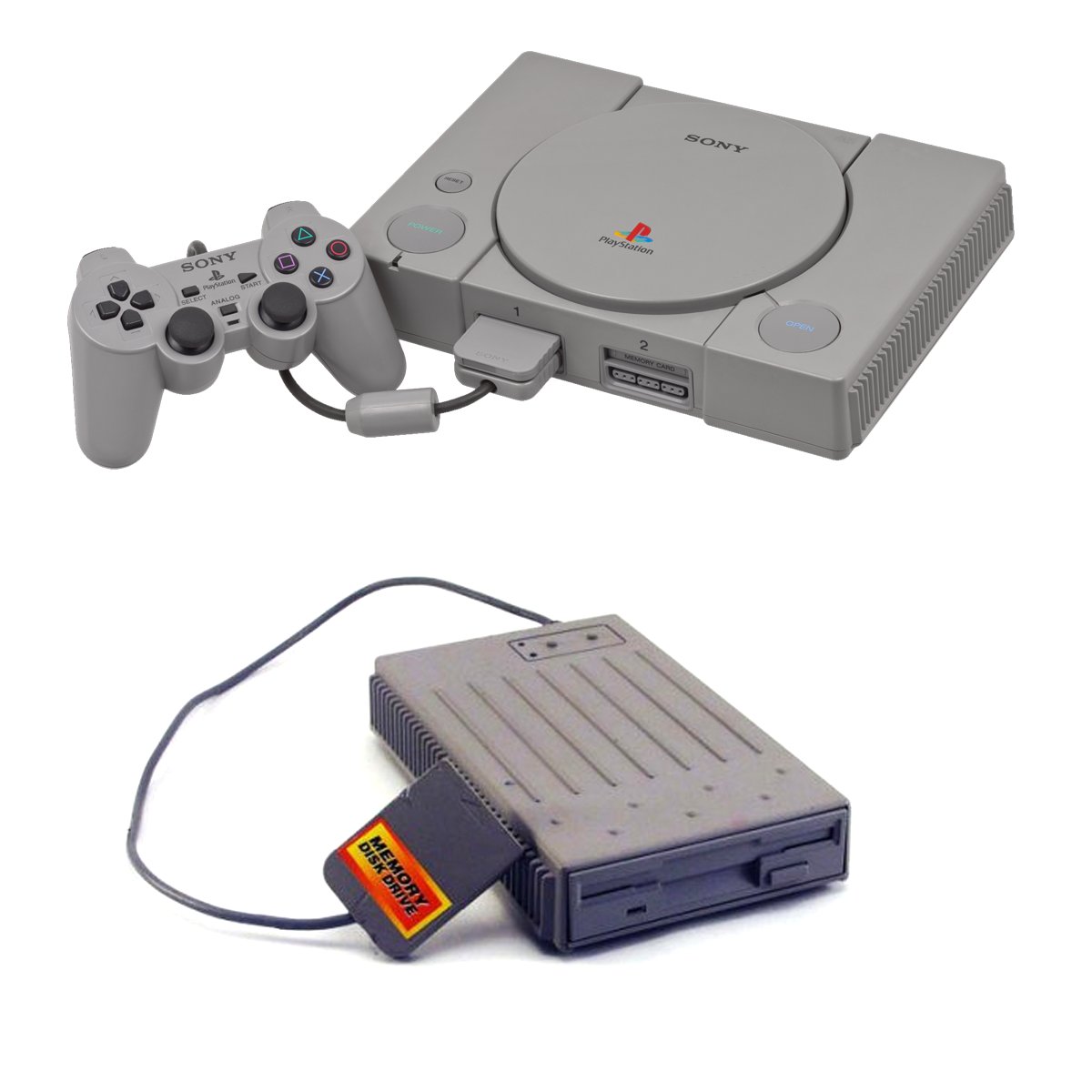PlayStation's memory cards were pricey and limited. That got third-party wheels turning, and before long, Datel released the Memory Drive, a floppy disk drive which plugged into the PS1 memory card slot and let owners store game saves on cheap and plentiful 3.5-inch floppy disks.