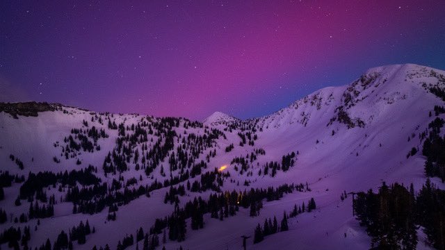 It’s starting at @AltaSkiArea! Doubt this is visible to naked eye. This is long-exposure image, but still!
