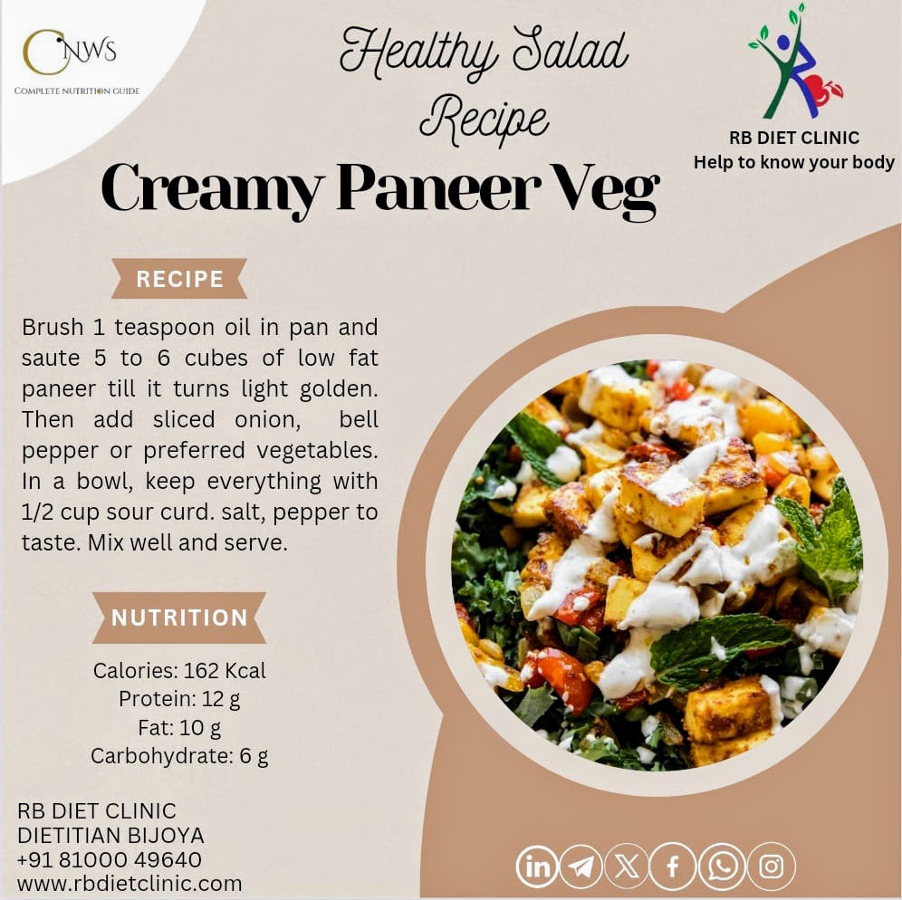 Sharing a high protein salad recipe that can be easily incorporated in dinner or snack time. 

*Please note that ingredients and portion sizes may vary as per concern. 

👇👇👇👇👇👇

#dietplan #recipe #healthysalad
 #weightloss #diettips