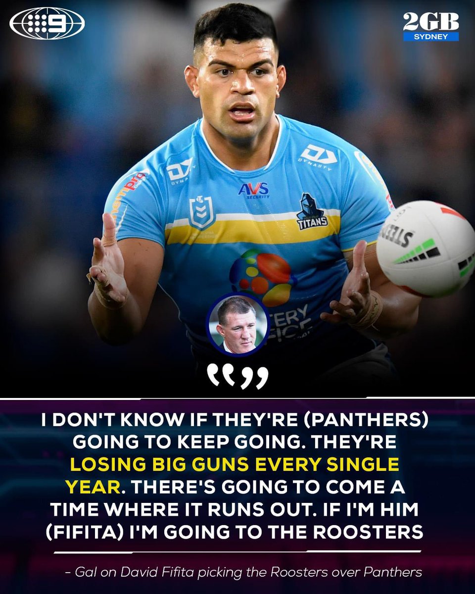 Gal’s backing in David Fifita’s decision to sign with the Roosters over Penrith! 👀 @NRLonNine @2GB873 MORE: 2gb.com/it-runs-out-wh…