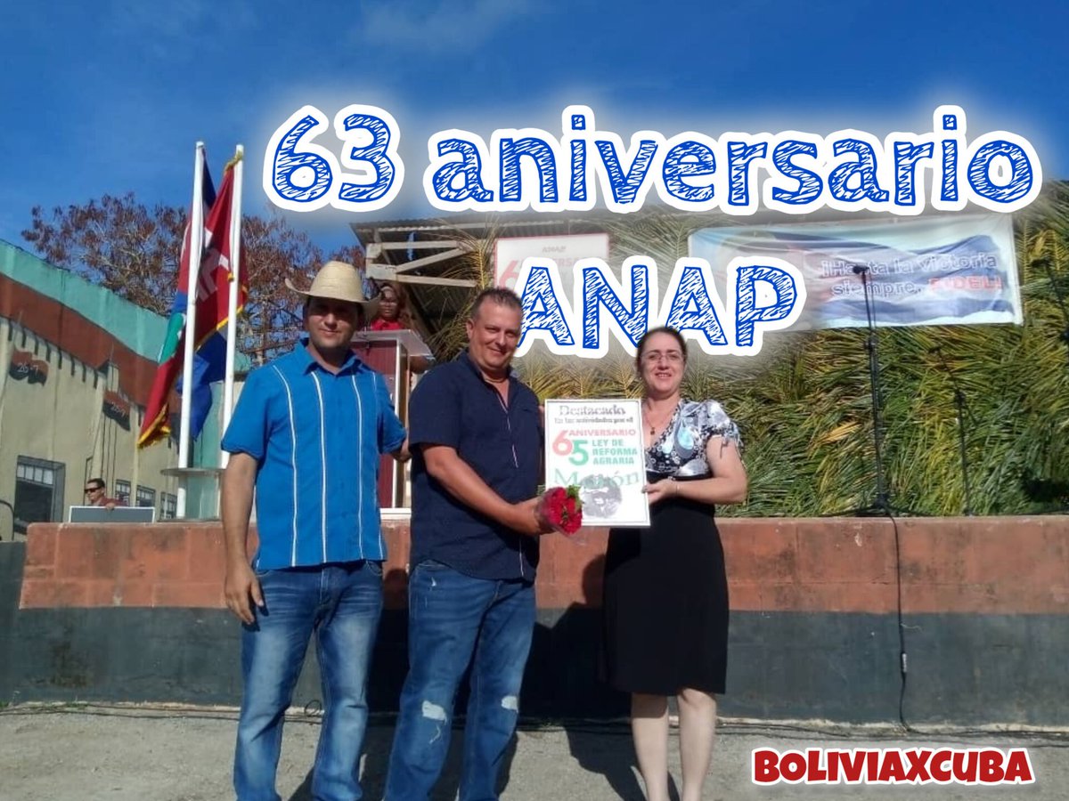 Este viernes se realizó el Acto Provincial por 63 Aniversario de la ANAP, en el municipio Bolivia, de #CiegodeÁvila , un merecido reconocimiento a los hombres y mujeres que trabajan la tierra y piensan como país . #BoliviaXCuba #LatirXUn26Avileño #GenteQueSuma