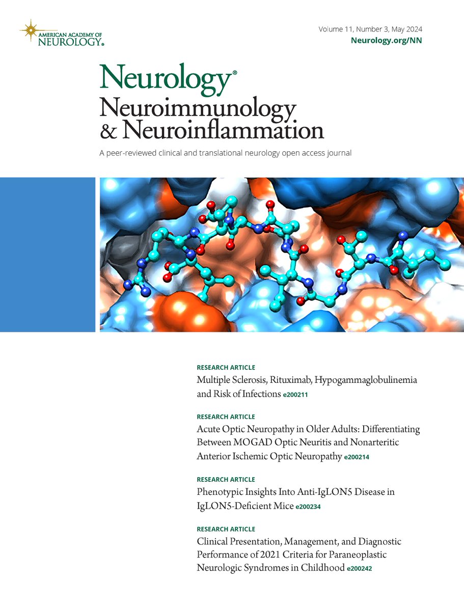 The May 2024 issue of Neurology: Neuroimmunology & Neuroinflammation is now online. All articles are free to read: bit.ly/4b4amqW

#NeuroTwitter #Neurology