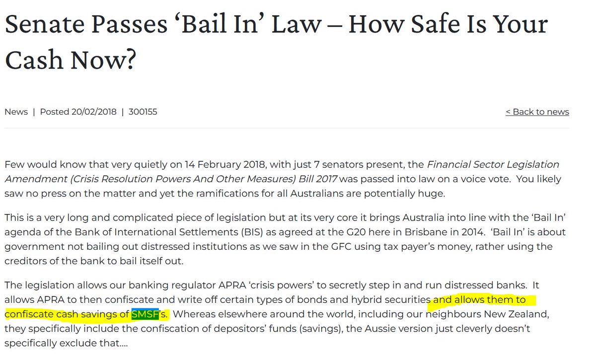 Taxing unrealised gains is completely nuts, will be disasterous for venture capital/technology companies. Govt. seems to think that super is their money, not yours. They've already modified the bail-in laws to confiscate the funds in your super if banks go sideways from the…