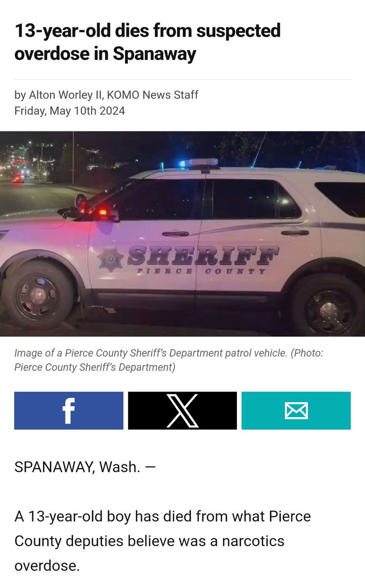 WA STATE 13-year-old Dies from Suspected Overdose in Spanaway By Alton Worley II, KOMO News komonews.com/news/local/13-…